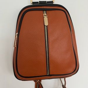 Valentina Italy Art 1200 convertible backpack shoulder bag Orange Brown NWT